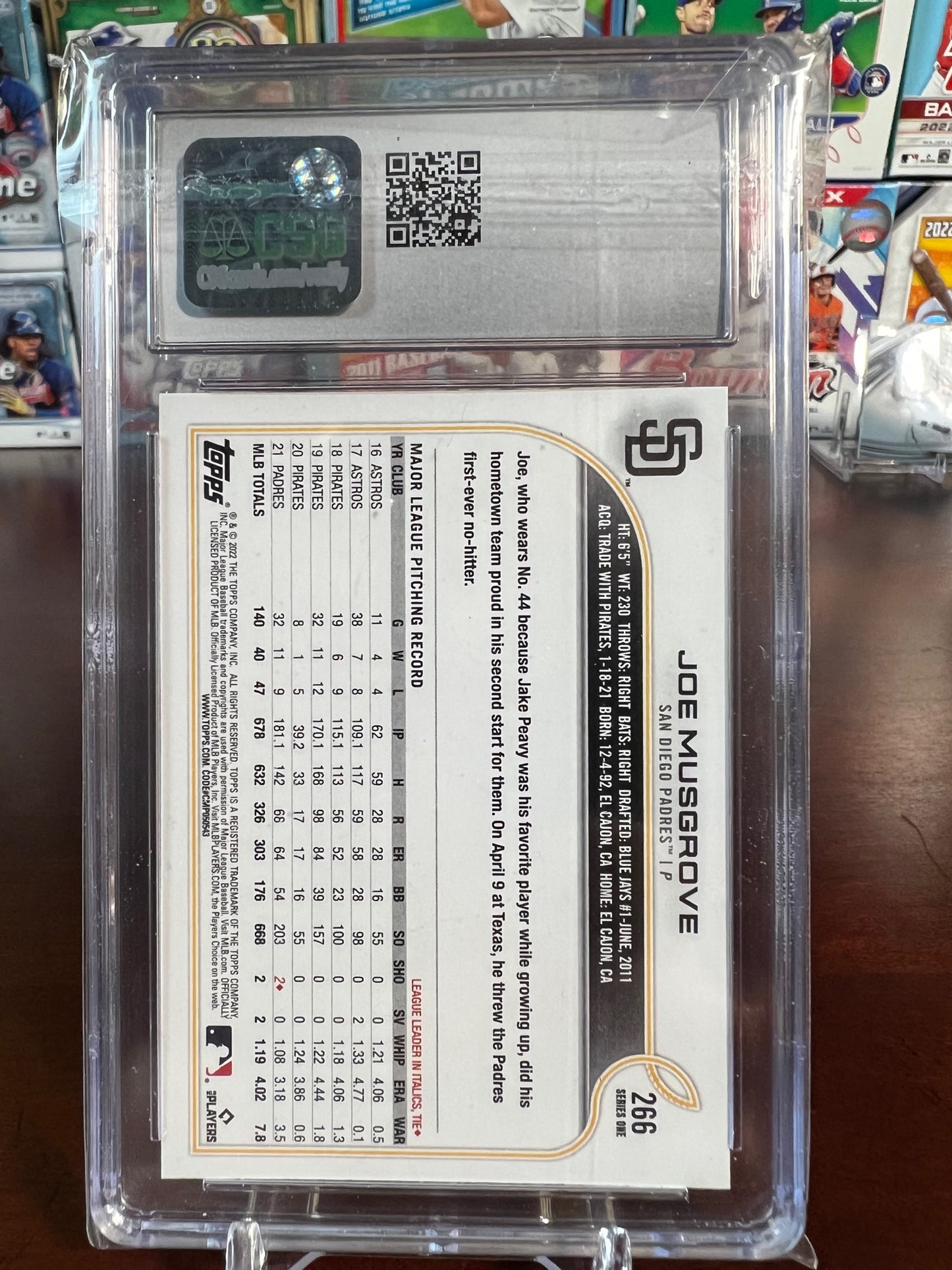 Joe Musgrove - San Diego Padres - 2022 Topps from the 42nd NSCC - Atlantic City - Graded CSG 10