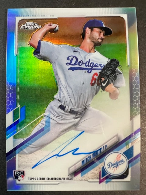 Mitch White – Los Angeles Dodgers – Autographed 2021 Topps Chrome Refractor Rookie Card