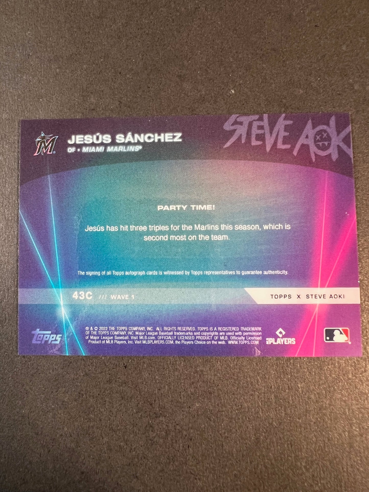 Jesus Sanchez – Miami Marlins – 2022 Topps X Steve Aoki Autographed Paralell Card